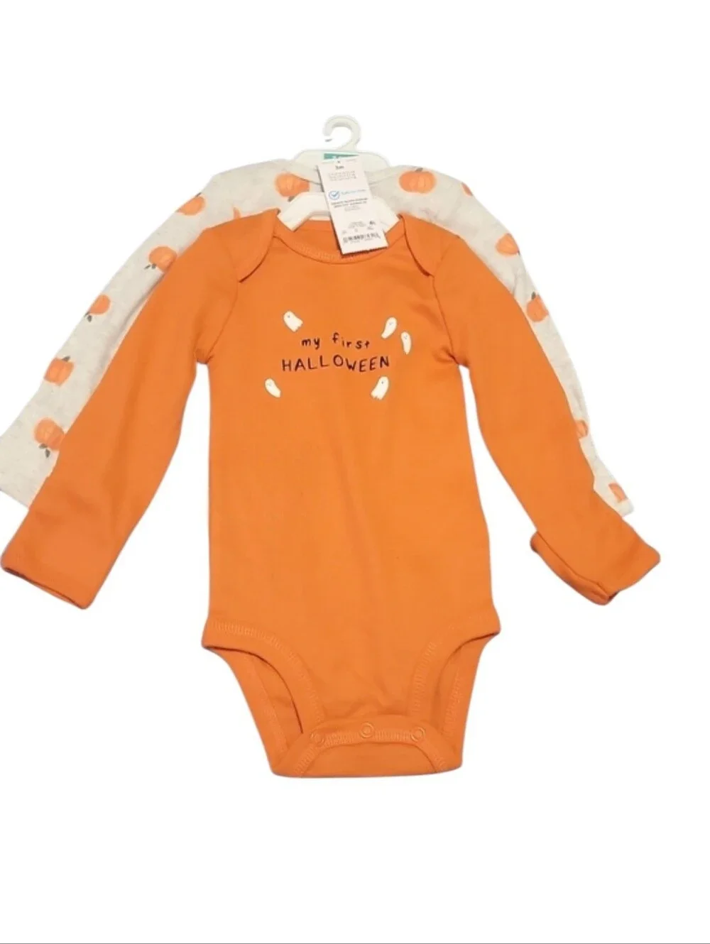 Carter's Pumpkin Print Infant One-Piece Sleepers and Bodysuits Set. 3 months